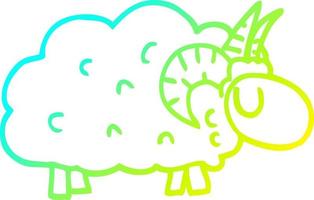 cold gradient line drawing cartoon sheep with horns vector