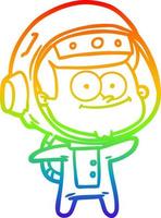 rainbow gradient line drawing happy astronaut cartoon vector