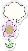cartoon flower and thought bubble as a printed sticker vector