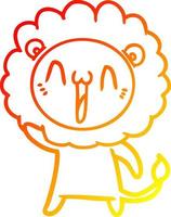 warm gradient line drawing happy cartoon lion vector