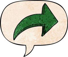 cartoon pointing arrow and speech bubble in retro texture style vector