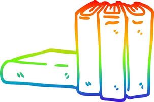 libros de dibujos animados de dibujo de línea de gradiente de arco iris vector