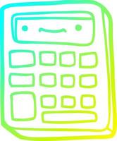 cold gradient line drawing cartoon calculator vector