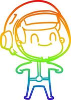 rainbow gradient line drawing happy cartoon astronaut vector