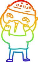 rainbow gradient line drawing cartoon happy bearded man vector