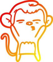 warm gradient line drawing cartoon suspicious monkey vector