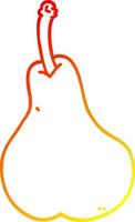 warm gradient line drawing cartoon pear vector