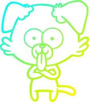 cold gradient line drawing cartoon dog with tongue sticking out vector