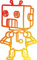 warm gradient line drawing cartoon robot vector