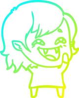 cold gradient line drawing cartoon laughing vampire girl vector