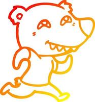 warm gradient line drawing cartoon bear running vector