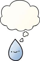 cartoon raindrop and thought bubble in smooth gradient style vector