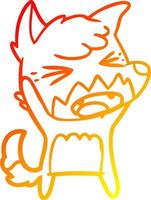 warm gradient line drawing angry cartoon fox vector