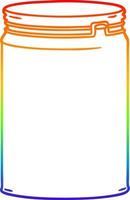 rainbow gradient line drawing cartoon empty glass jar vector