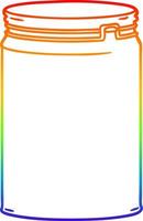 rainbow gradient line drawing cartoon empty glass jar vector