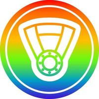 medalla de premio circular en el espectro del arco iris vector