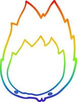 rainbow gradient line drawing cartoon flames vector