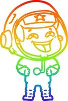 rainbow gradient line drawing cartoon laughing astronaut vector