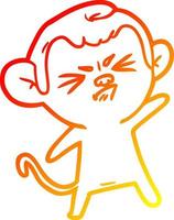 warm gradient line drawing cartoon annoyed monkey vector