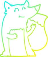 cold gradient line drawing happy cartoon fox vector