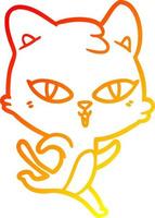 warm gradient line drawing cartoon cat vector