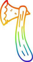 rainbow gradient line drawing cartoon axe vector