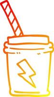 warm gradient line drawing cartoon take out drink vector