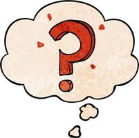 cartoon question mark and thought bubble in grunge texture pattern style vector