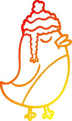 warm gradient line drawing cartoon christmas robin