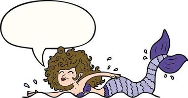 cartoon mermaid and speech bubble vector