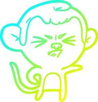 cold gradient line drawing cartoon annoyed monkey vector