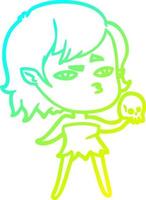 cold gradient line drawing cartoon vampire girl vector