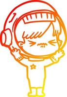 warm gradient line drawing angry cartoon space girl vector