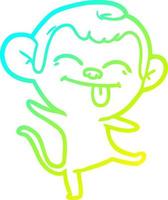 cold gradient line drawing funny cartoon monkey dancing vector