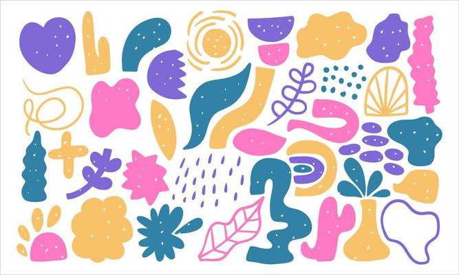 Handdrawn doodle abstract element shape. Vector big collection set
