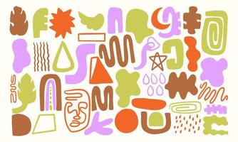 Big collection set of abstract vector shape. Modern trendy background doodle.