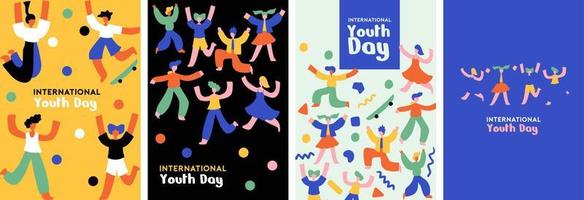 Happy youth day collection set. Book cover, background vector illustration.