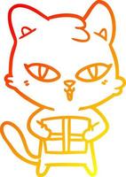 warm gradient line drawing cartoon cat vector