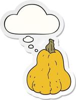 cartoon squash and thought bubble as a printed sticker vector