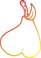 warm gradient line drawing cartoon healthy pear vector