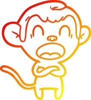 warm gradient line drawing shouting cartoon monkey vector