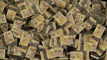 caída de billetes de dólares canadienses dinero llenando la pantalla y vaciando la transición video
