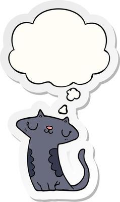 cartoon cat and thought bubble as a printed sticker
