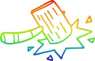mazo de madera de dibujos animados de dibujo de línea de degradado de arco iris vector