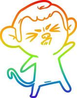 rainbow gradient line drawing cartoon annoyed monkey vector