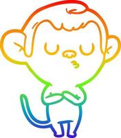 rainbow gradient line drawing cartoon monkey vector