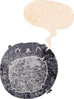 cartoon bear and speech bubble in retro textured style vector