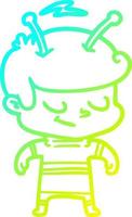 cold gradient line drawing friendly cartoon spaceman vector