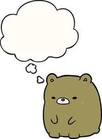 cartoon sad bear and thought bubble vector