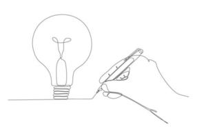 continuous line drawing hand creating idea vector illustration